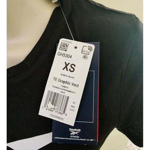 Reebok Women's Training Essentials Black/White Vector Graphic Tee Size: XS (NWT) - Picture 6 of 7